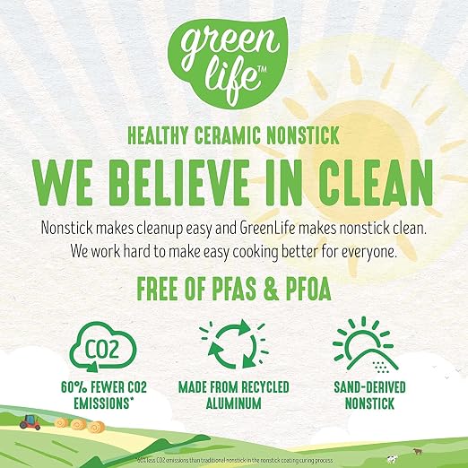 GreenLife Nonstick 8" Frying Pan Skillet, Non-Toxic PFAS-Free Ceramic Nonstick - Image 4