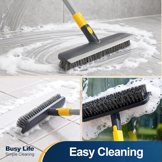Yocada Floor Scrub Brush Telescopic Handle 2 in 1 Scrape Brush Stiff Bristle - Image 6