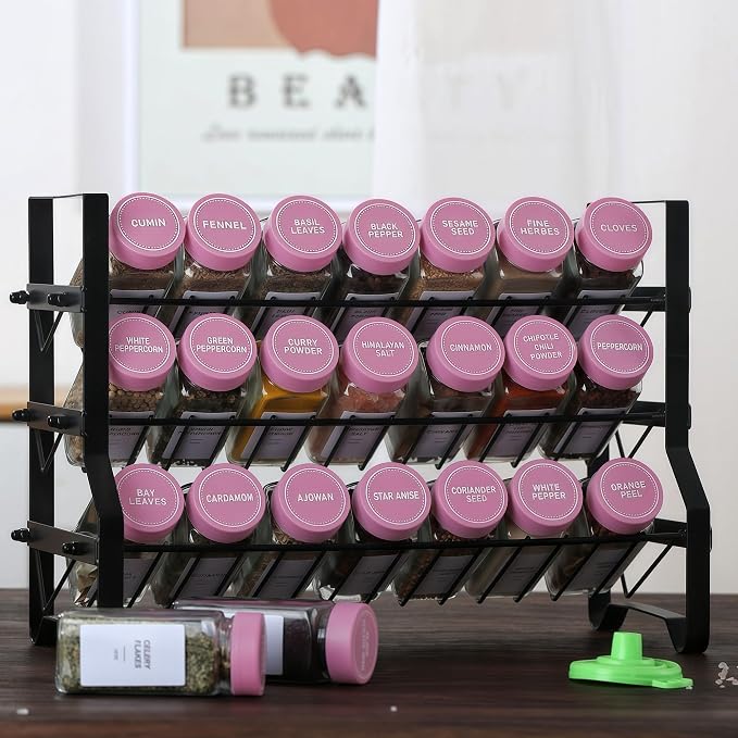 24 Glass Spice Jars with Label-4oz Spice Containers with Lids and Shaker Lids - Image 2