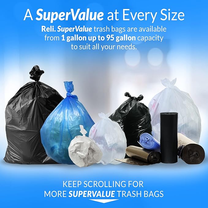 Reli. SuperValue 13 Gallon Trash Bags | 1000 Count Bulk | Tall Kitchen | Can - Image 7
