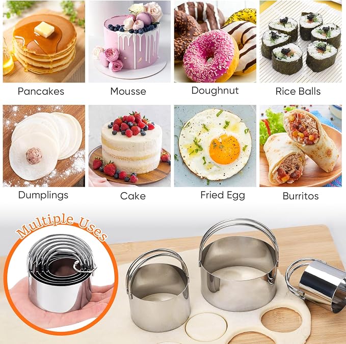 Stainless Steel Biscuit Cutter Set, Pastry Scraper and Dough Blender, Sturdy & - Image 5