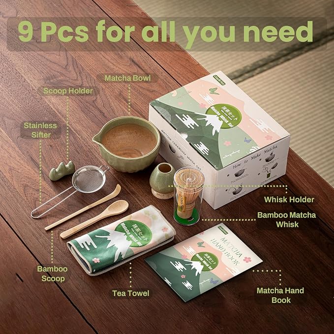 Clay&Fire Matcha Whisk Set，9 Pcs Ceramic Matcha Set, 15 OZ Matcha Bowl - Image 5