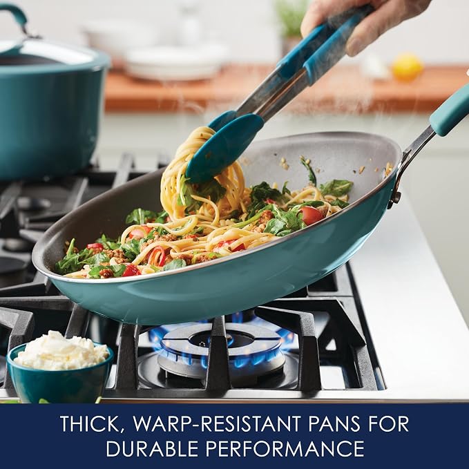 Rachael Ray Cook + Create Nonstick Frying Pan/Skillet, 12.5 Inch, Agave Blue - Image 4