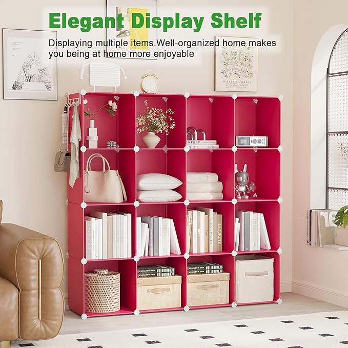 C&AHOME Cube Storage Organizer, 16-Cube Shelves Units, Plastic Storage Cubes - Image 4