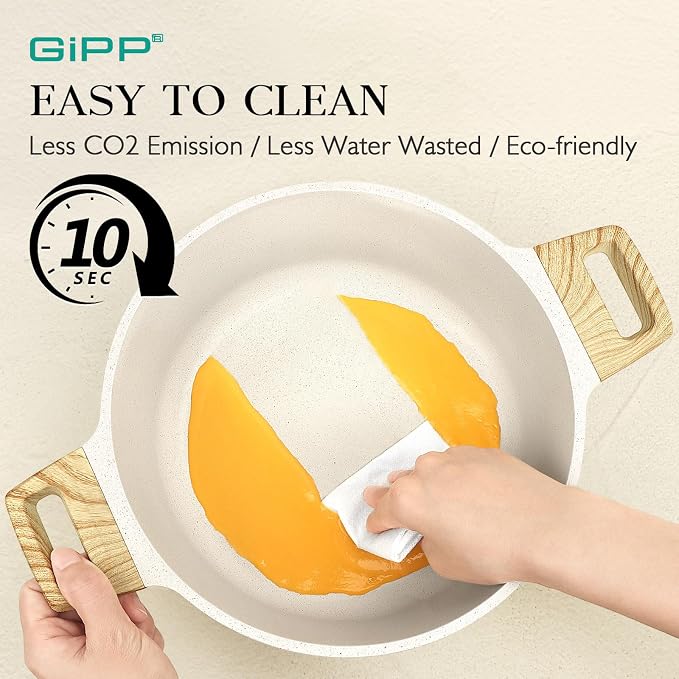 GiPP 21Psc Pots and Pans Set Non Stick White Granite Kitchen Cookware Sets - Image 5