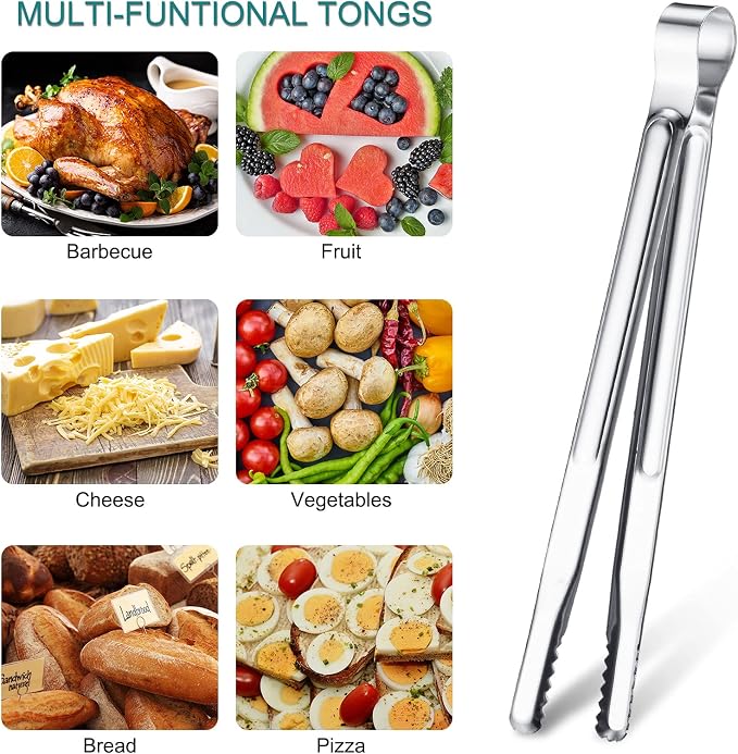 Chengu 3 Pieces 8.7 Inch, 11.7inch Kitchen Tongs Set Stainless Steel Tongs - Image 6