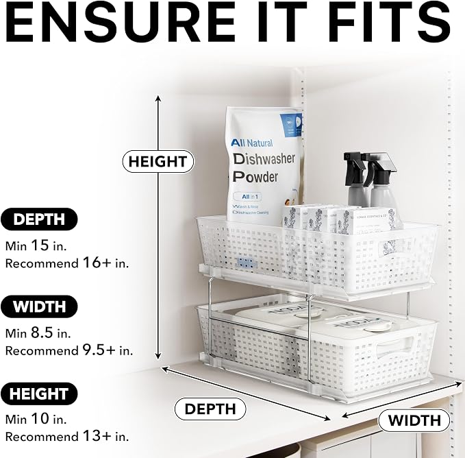 Simple Houseware 2 Tier Bathroom Organizer Tray Pull-Out Sliding - Image 6