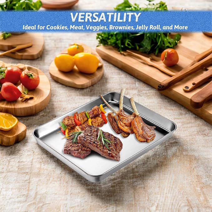 2Pcs Toaster Oven Pans for Baking, 9x11 Baking Sheets Cookie Sheet Stainless - Image 6
