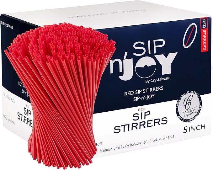 Crystalware Plastic Sip Stirrers, Cocktail and Coffee Stirrers, 5 Inch 1000/box by EskayProducts