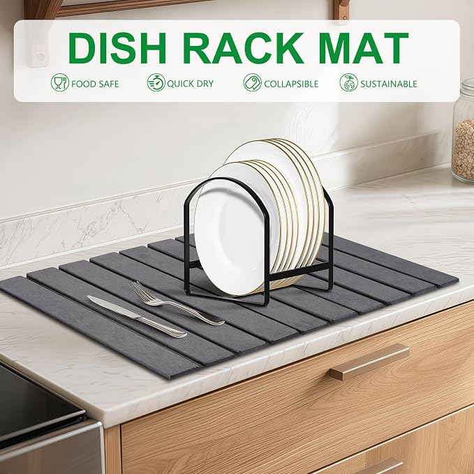 cuomaop Stone Drying Mat for Kitchen Counter Large, Foldable Quick Dry - Image 7