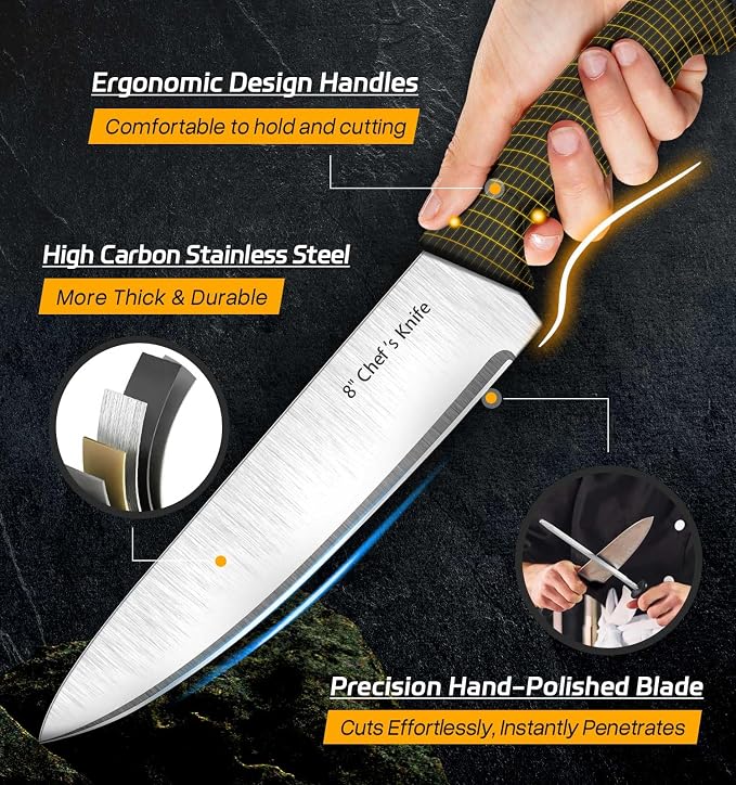 Knife Set, 6-Piece Kitchen Knife Set, German High Carbon Stainless Steel - Image 3