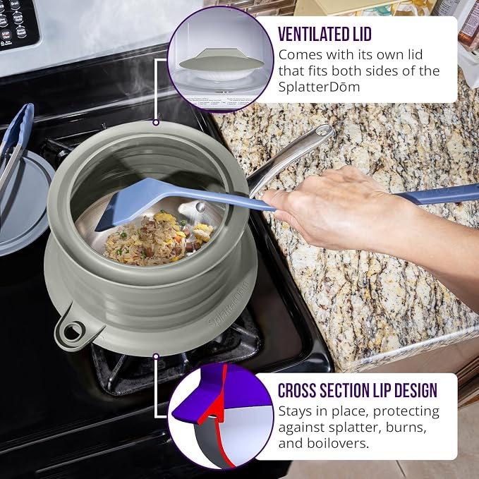 L.I.Q Silicone Splatter Guard – Fits 8 and 10 Inch Pots – Microwave Safe and - Image 5