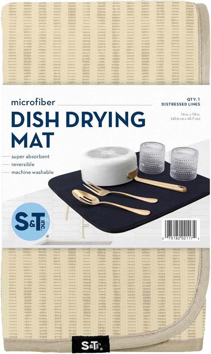 S&T INC. Dish Drying Mat, 16” x 18”, Absorbent Microfiber Kitchen Counter Mat - Image 8