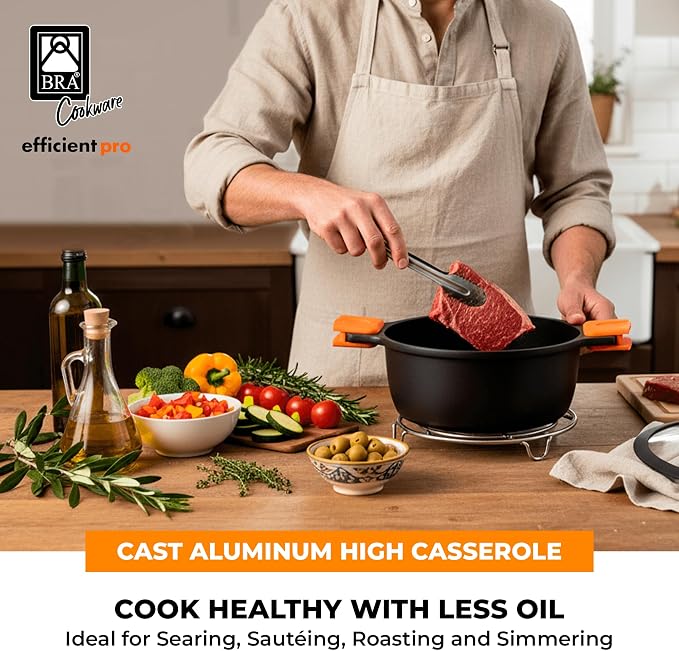 BRA COOKWARE Efficient Pro Nonstick Stock Pot w/Lid | 9.5 Inch 4.2 Quart - Image 3