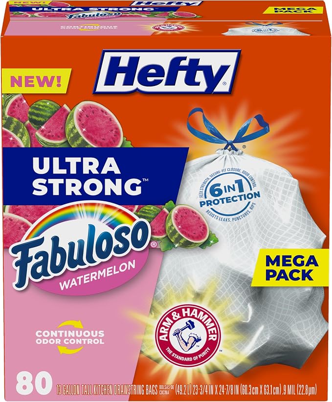 Hefty Ultra Strong 13 Gallon Trash Bags, Tall Kitchen Trash Bags 13 Gallon Size by Hefty