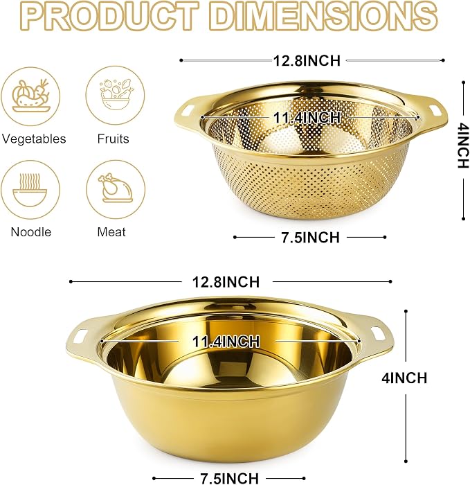 Colander 304 Stainless Steel 5-quart - Image 2