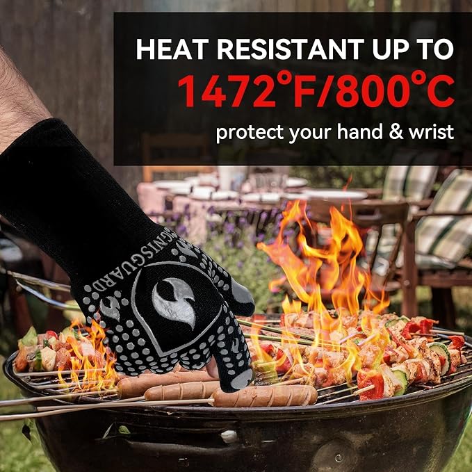 BBQ & Grill Gloves, Oven Gloves, 1472°F Silicone Oven Mitts Heat Resistant - Image 2