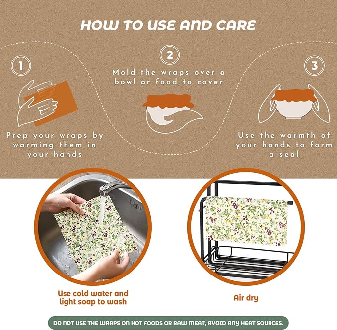 Akeeko Reusable Beeswax Food Wraps - Image 6