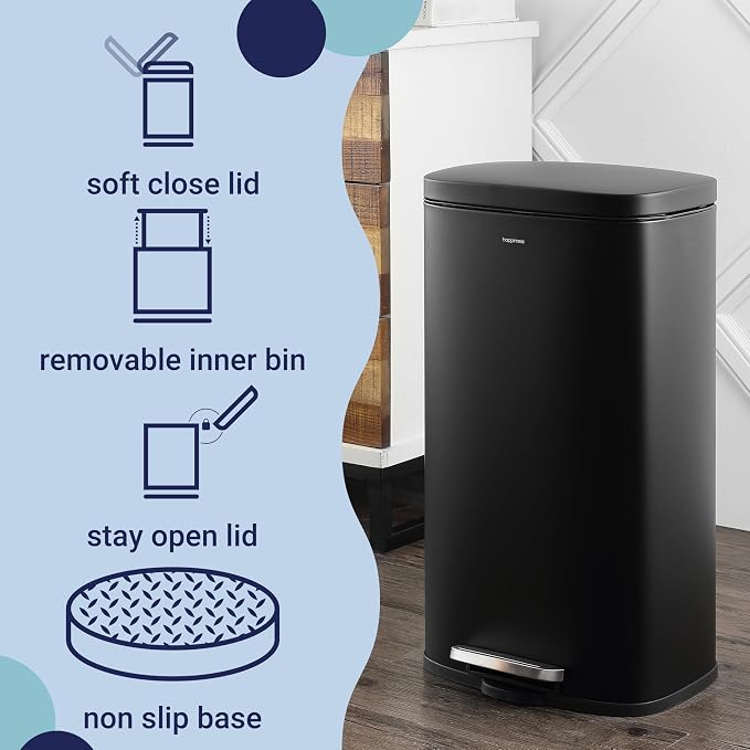 happimess HPM1011B Curtis 8-Gallon Step-Open Trash Can - Image 3