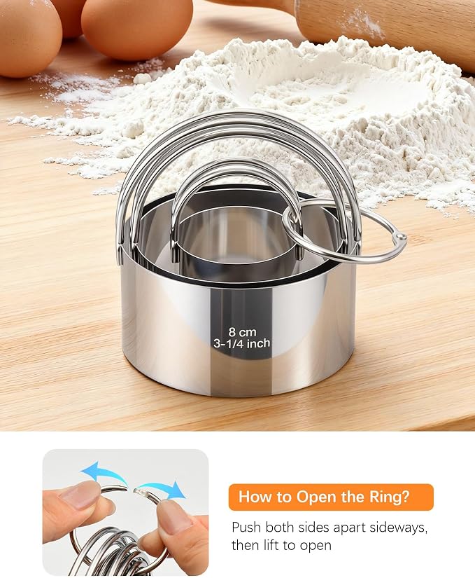 Biscuit Cutter Set with Handle, 3 Piece Stainless Steel Round Cookie Cutter Tool - Image 6