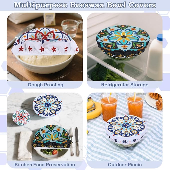 5-Size Reusable Beeswax Bowl Covers - Image 5