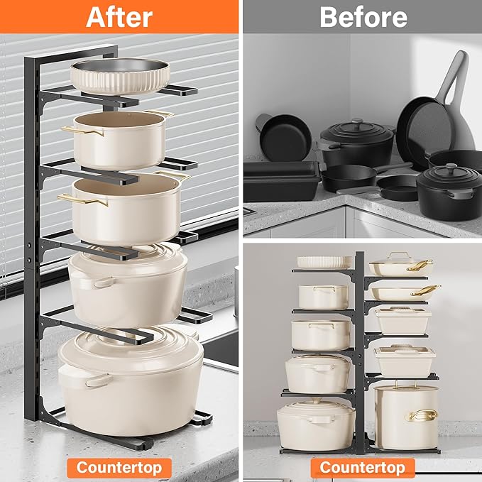 MUDEELA 10-Tier Pots and Pans Organizer under Cabinet, 23.62" Height Heavy Duty - Image 7
