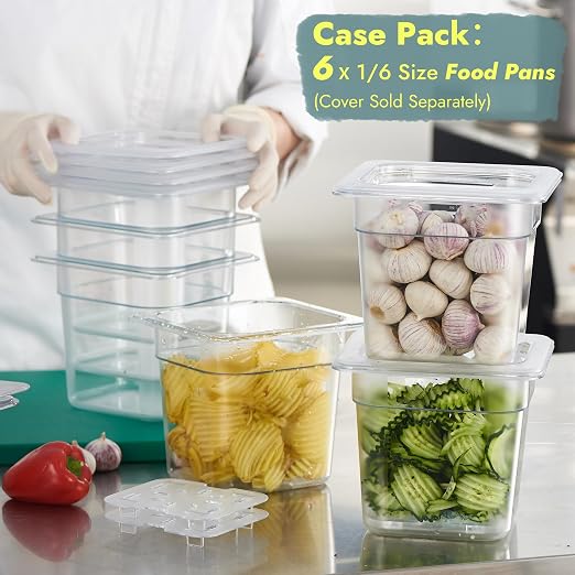 CURTA 6-Pack 1/6 Size 6" Deep NSF Polycarbonate Food Pans | Dishwasher & - Image 3