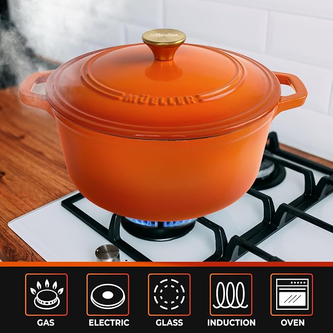 MUELLER HOME 6 Quart Enameled Cast Iron Dutch Oven - Image 5