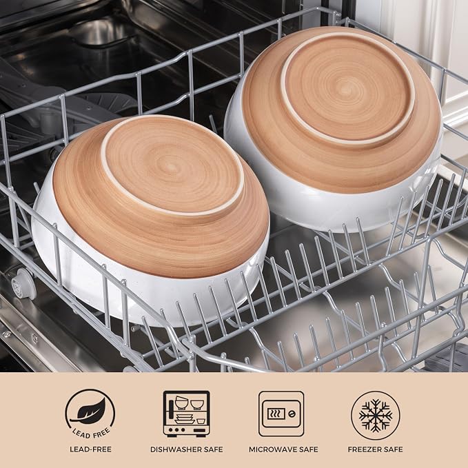 AmorArc 9.8’’ Extra Large Ceramic Salad Bowls, 90 OZ Serving Bowls Set of 2 - Image 9