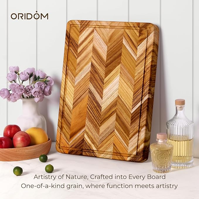 Teak Wood Cutting Board for Kitchen Large End Grain Heavy Duty Checkered Wooden - Image 7