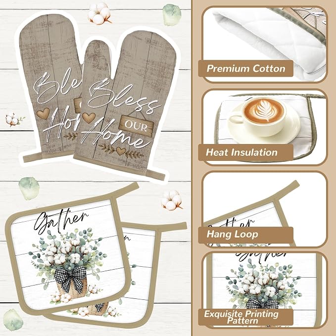 Fourluoo 10 Pcs Flower Basket Farmhouse Kitchen Decor Set Dish Towels Kitchen - Image 5
