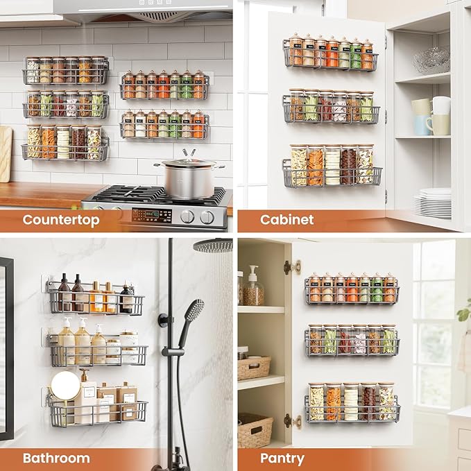 Mystozer 5 Pack Spice Rack Seasoning Organizer Wall Mount, Spice Storage Spice - Image 7