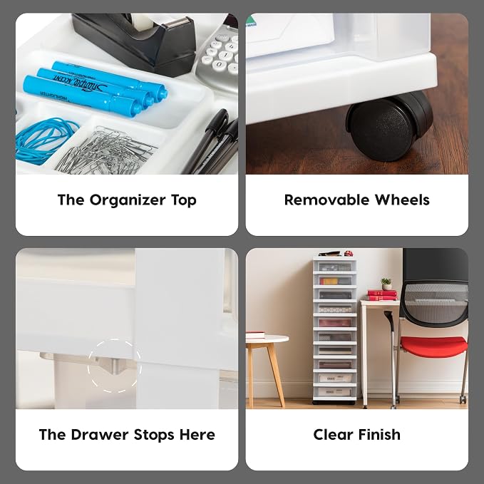 IRIS USA Plastic Drawer Storage Organizer Rolling Cart, - Image 8