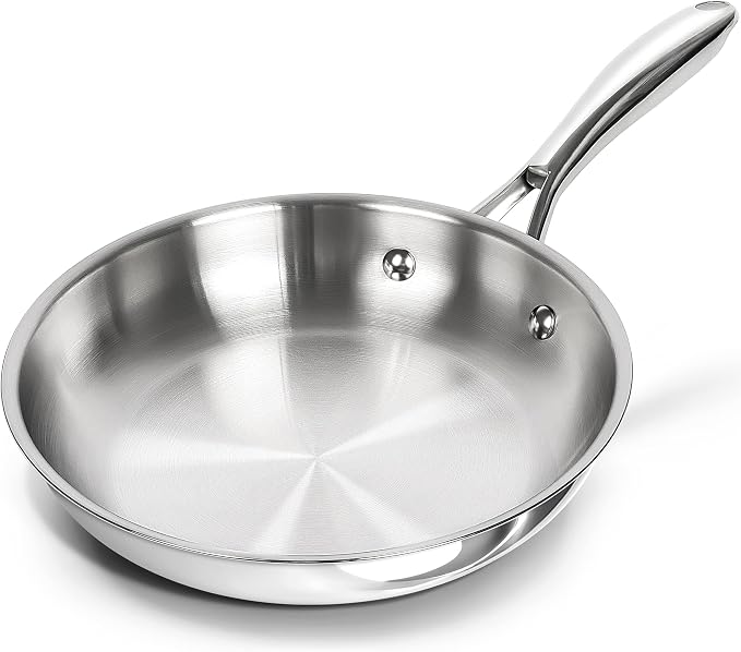 MICHELANGELO Stainless Steel 8 inch Frying Pan, Small Skillet by Michelangelo