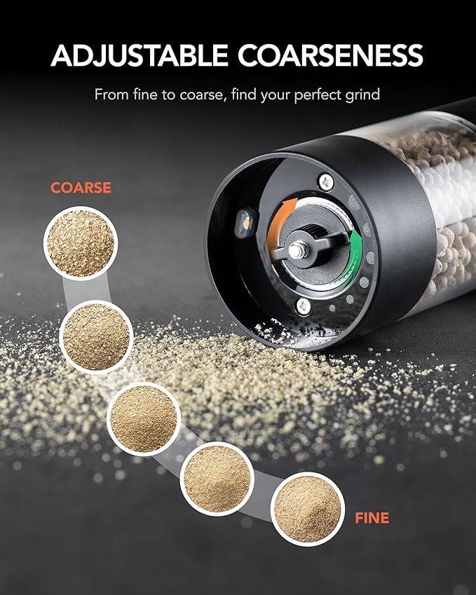 FORLIM Electric Salt and Pepper Grinder Set, USB Rechargeable, Automatic Salt - Image 5