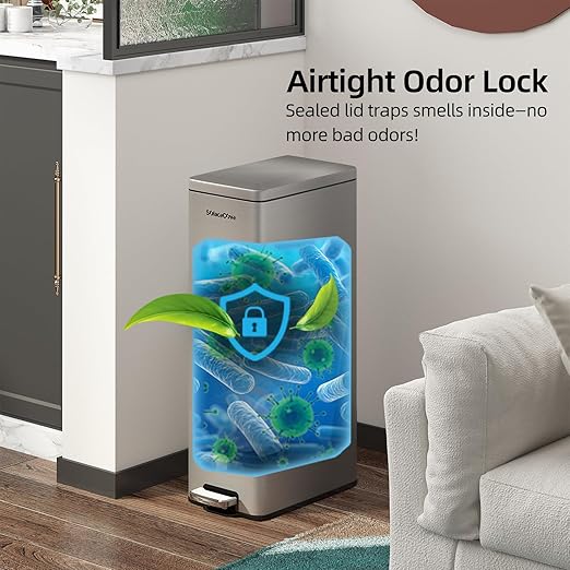 8 gallon/30L Slim Stainless Steel Garbage Can - Image 3