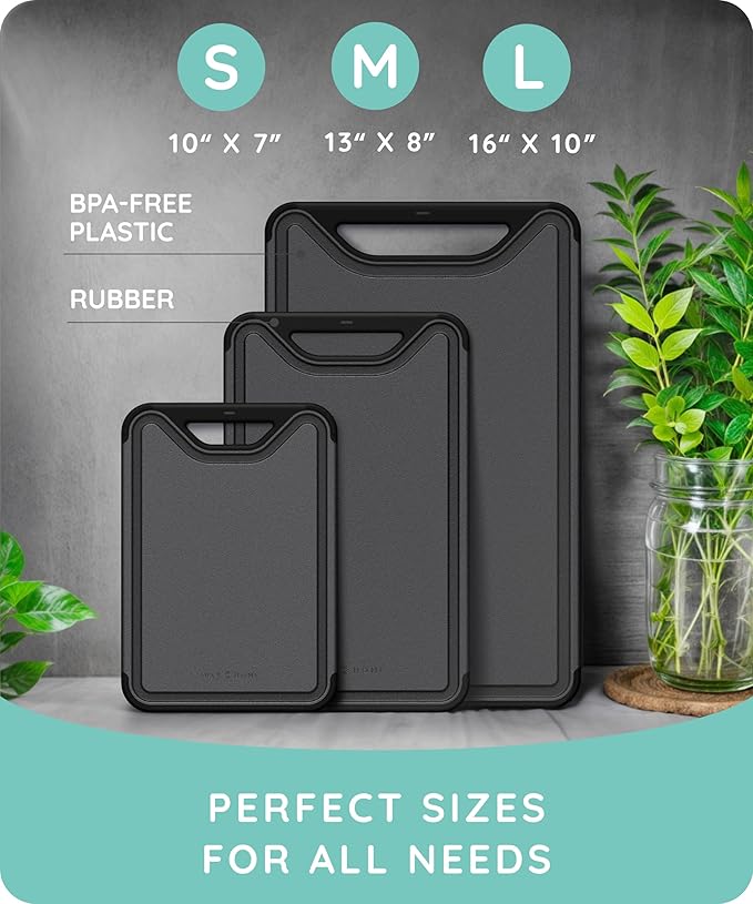 Cutting Boards for Kitchen, Plastic Cutting Board Set of 3, Dishwasher Safe - Image 3