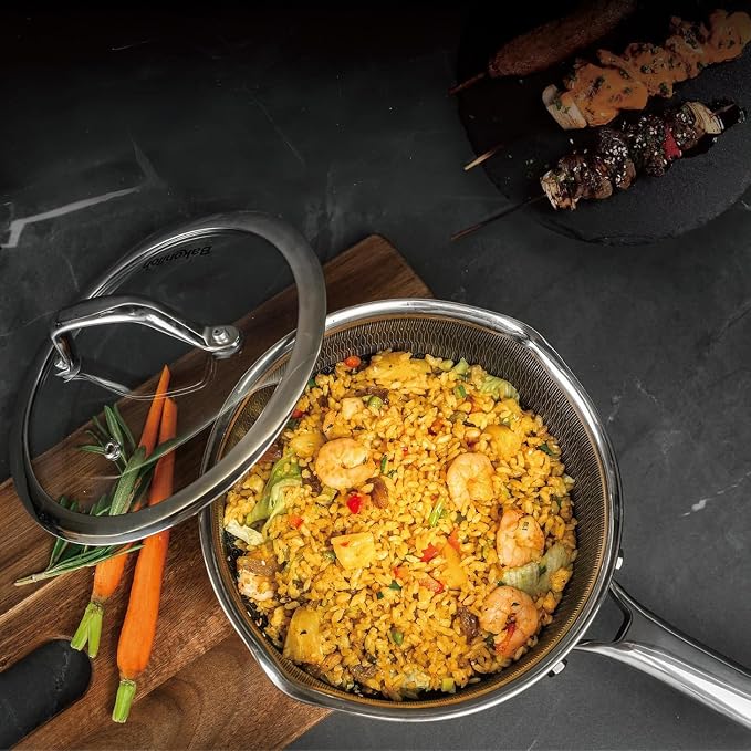 Hybrid Nonstick Cookware Set, Stainless Steel 12 Inch Frying Pan & 2QT Saucepan - Image 3