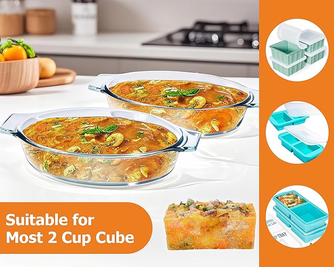 Small Casserole Dishes Oval 2 Pack, 23oz Glass Au Gratin Baking Dish, - Image 4