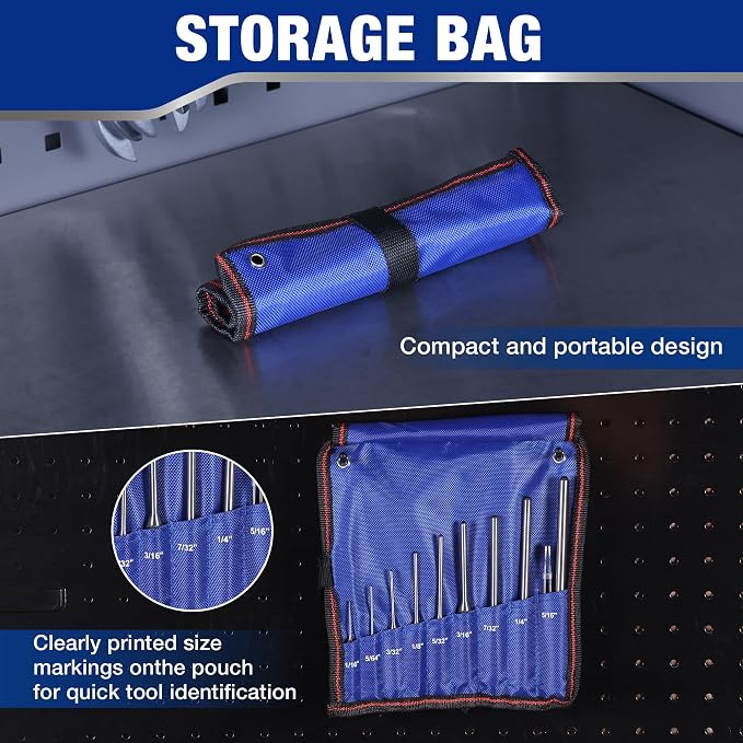 WORKPRO 9-Piece Roll Pin Punch Set - Image 6