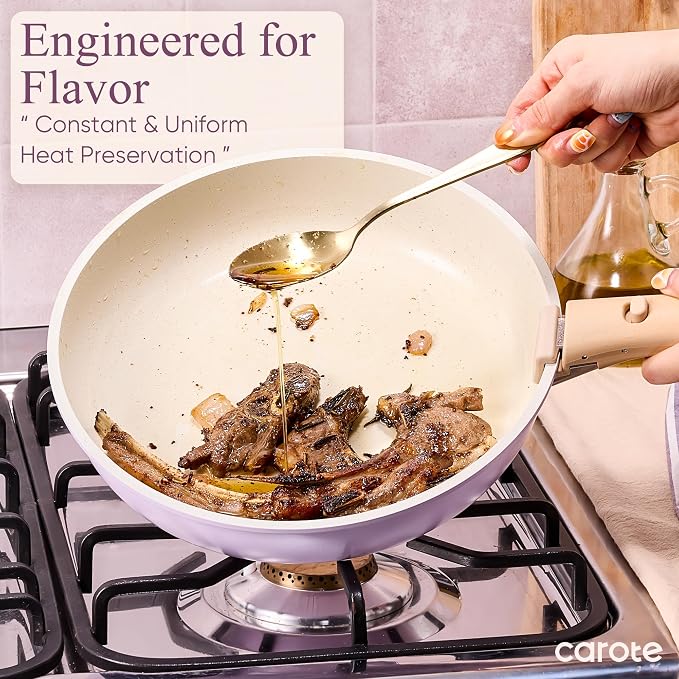 CAROTE Pots and Pans Set Non Stick, Cookware Sets, Oven/Fridge Safe, Space - Image 5