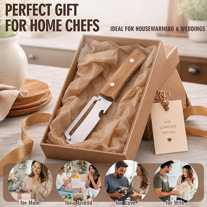 2 Pack Vegetable Peeler, with Wooden Handle & Bottle Opener, Stainless Steel - Image 8