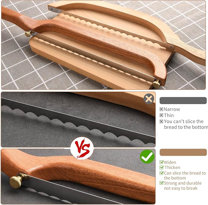 Uprichya Bread Knife for Homemade Bread Sourdough, Wooden Bread Bow Knife for - Image 5