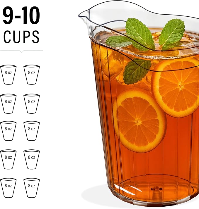 DecorRack 6 Pack - 75 oz Polycarbonate Plastic Pitcher Beverage Dispenser - Image 3