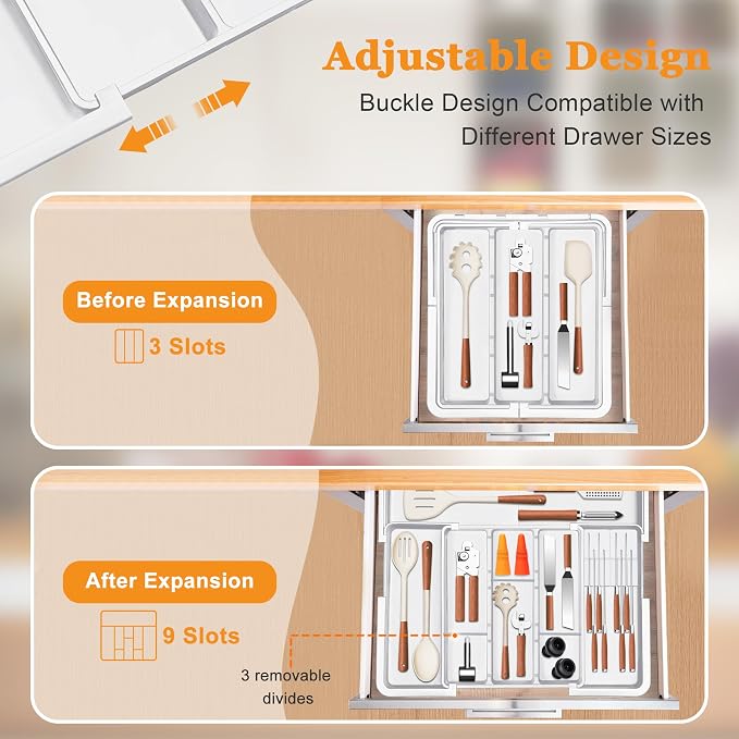 Homecor Kitchen Drawer Organizer Large Expandable Silverware Organizer - Image 3