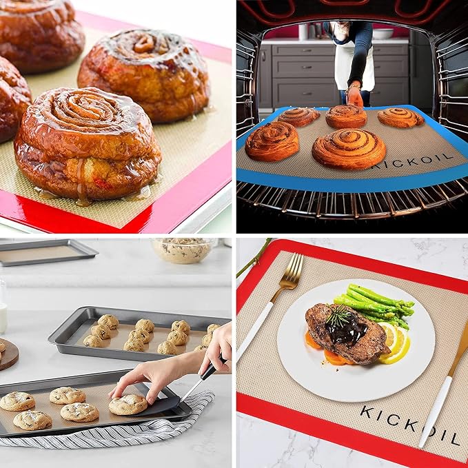 Silicone Baking Mat Large Baking Mat Set of 3-2 Half Sheets 16.5" x 11.6" +1 - Image 8