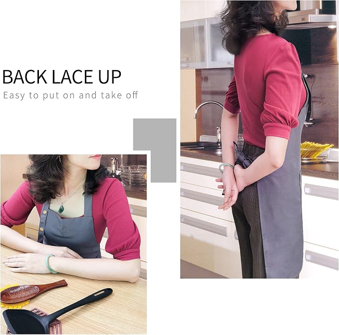 Apron for Men Women with Adjustable Straps and Large Pockets, Canvas Cotton - Image 4
