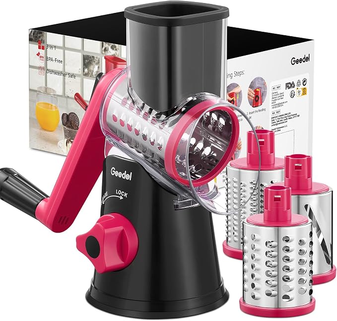 Geedel Rotary Cheese Grater, Kitchen Mandoline Vegetable Slicer by Geedel