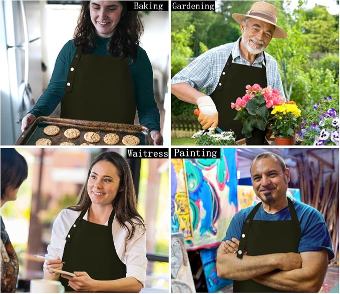 Yuubin Extra Large Aprons for Men Adjustable Button Apron - Image 5