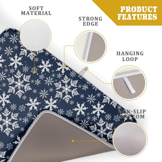 Christmas Dish Drying Mat for Kitchen Counter 24x18 Inch Xmas Snowflake Drying - Image 3